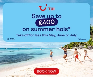TUI Save up to £400 on holidays banner